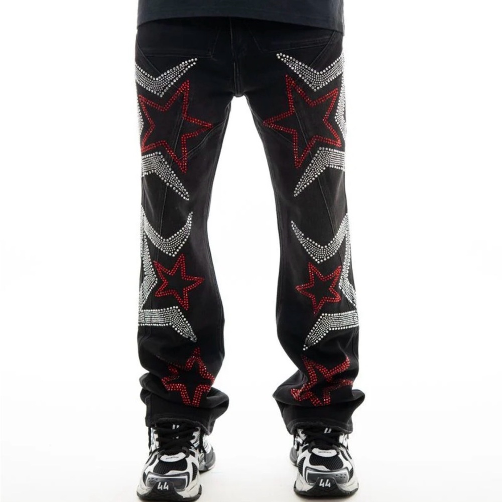 STAR EMBELLISHED RHINESTONE DENIM
